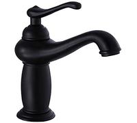 Robinets d'eau, Robinet monotrou à poignée Unique Tout en Bronze Noir Mat givré Robinet de lavabo Noir à Poteau Haut carré Peinture Noire Robinet d'eau Chaude et Froide,a