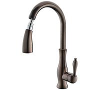 Robinets d'évier de Cuisine avec Spray de Retrait, Robinet de Cuisine Traditionnel à l'huile-détouché Bronze Pull-Out/Pull-Down Deck monté en cuivre Cuisine Chaude et Froide Robinet de Cuisine