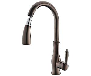 Robinets d'évier de Cuisine avec Spray de Retrait, Robinet de Cuisine Traditionnel à l'huile-détouché Bronze Pull-Out/Pull-Down Deck monté en cuivre Cuisine Chaude et Froide Robinet de Cuisine