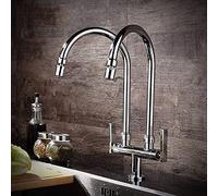 Robinets, robinets d'évier de Cuisine robinets de lavabo à Levier mitigeur d'évier de Salle de Bain Corps en cuivre chromé Double Tube Double tête Simple Froid Un en Deux Robinet de Sortie/a