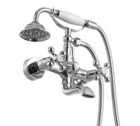 Robinetterie de baignoire SucceBuy pour montage mural avec douchette à main, design rétro avec bras pivotants réglables et bec orientable à 360°, ensemble de robinetterie pour baignoire en chrome poli
