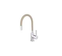 Mitigeur d'évier de cuisine Zumba, bec flexible beige, chrome