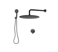 VEVOR Ensemble de Robinetterie de Douche Encastrable, Système de Douche de Pluie avec Pommeau de Tête Rond de 30,5 cm, Douchette à Main et Kit de Garniture, Fixation Murale, Salle de Bain, Noir Mat