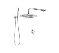 VEVOR Ensemble de Robinetterie de Douche Encastrable, Système de Douche de Pluie avec Pommeau de Tête Rond 25,4 cm, Douchette à Main et Kit de Garniture, Fixation Murale, Salle de Bain, Argent Chromé