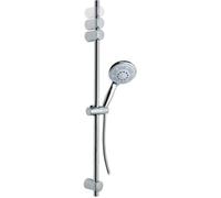 tesa Barre de douche SPAA 90 cm avec pommeau – métal chromé, adhésif, sans perçage