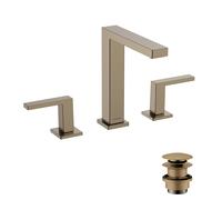 Robinetterie de lavabo hansgrohe Tecturis E 150, 3 trous, avec vidage PUSH, portée de 158 mm, EcoSmart+, 73030140, Couleur: Bronze brossé