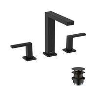 Robinetterie de lavabo hansgrohe Tecturis E 150, 3 trous, avec vidage PUSH, portée de 158 mm, EcoSmart+, 73030670, Couleur: noir mat