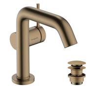 Robinetterie de lavabo hansgrohe Tecturis S 110 Fine CoolStart, EcoSmart+, avec vidage Push-Open, portée de 130 mm, 73320140, Couleur: Bronze brossé