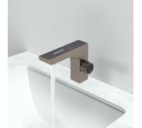 Robinetterie de salle de bain LED - Robinetterie de lavabo - Eau chaude/froide - Montage sur pied - Acier inoxydable - Cartouche céramique - Protection anti-brûlure