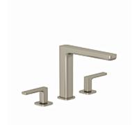 Kludi Renon - Mitigeur de lavabo avec bonde Push-Open, installation 3 trous, nickel brossé 42393N575