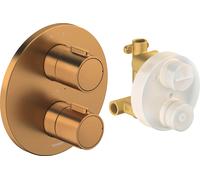 Robinetterie thermostatique Duravit Set thermostatique encastré, rosace ronde, 2 consommateurs, 24 l/min, TH4200008004, Couleur: Bronze brossé