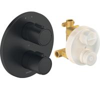 Robinetterie thermostatique Duravit Set thermostatique encastré, rosace ronde, 2 consommateurs, 24 l/min, TH4200008046, Couleur: Noir Mat
