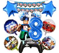 Robl Lot de 12 ballons de décoration d'anniversaire Rob-llx pour garçon de 8 ans - Décoration d'anniversaire Rob-lx - Ballon en aluminium - Décoration d'anniversaire d'enfant