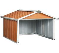 Robot de garage - 92 x 97 x 63 cm - Finition bois brun - Structure en acier blindé - Toit résistant aux intempéries - Protection universelle pour tondeuse à gazon - Sans entretien