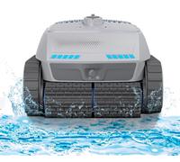 Robot de piscine automatique - CP402. Aspirateur de piscine sans fil, équipé de 4 moteurs. Nettoie le fond, les parois et la surface de l'eau. Connectivité Bluetooth/Wi-Fi. Autonomie de 3 heures. Indi