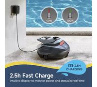 Robot de piscine - P10 : Nettoyeur de piscine sans fil - Batterie de 5200 mAh - Autonomie de 90 minutes - Double moteur - Réservoir de 2500 ml - Rechargeable - Convient aux piscines jusqu'à 79 m²
