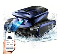 Robot Piscine sans Fil, Nettoie Sol, Parois et Ligne d'Eau, Autonomie 240Min&300m², Forte Puissance d'Aspiration, Contrôle Via App
