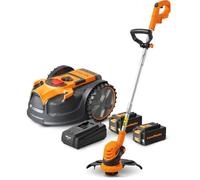 Lawnmaster Robot tondeuse autonome 24V sans fil périmétrique + coupe-bordures 2 batteries