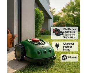 Robot tondeuse - LIVOO - 500 m² - Caméra - 6 lames - Largeur coupe 16 cm