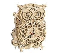 ROBOTIME Horloge Hibou en Bois avec Minuteur & Cloche, LK503 | Mouvement à quartz, Réglage 0-30 min, Pendule active pendant la minuterie, 161 pièces