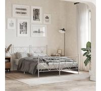Robuste en acier classique intemporel pieds lattes métal blanc 140 x 200 cm | Cadre de lit métal 140x200 robuste sans matelas, pied de lit blanc, sommier non inclus, chambre moderne