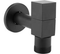 Robuste robinet de machine à laver noir de la marque Ibenzoa®, avec système de vidange intégré, résistant à la corrosion, équipé d'un clapet en céramique, pour eau chaude et froide – idéal pour les bu