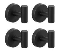 Robuste Sans Perçage Amovible Acier Inoxydable Crochets à Ventouse, Crochet Ventouse, Accroche Serviette Salle de Bain, Crochet Salle de Bain, Patere Murale et Patere Poids Maximal:5kg(Black,4 PcS)