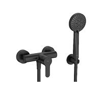 Roca A5A2009NB4 Mitigeur monocommande L20 extérieur pour douche avec douche à main flexible de 1,75 m et support de douche fixe Noir mat