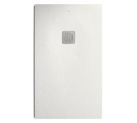 ROCA Receveur de douche rectangle Stonex antidérapant et découpable avec grille acier inox POLO+ - 100 x 80 x 2.6 cm
