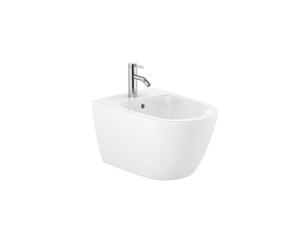 Roca - Set The Gap by Siko Bidet suspendu 42x36 cm céramique, vidage arrière, blanc + Mitigeur bidet avec bec chromé et tirette
