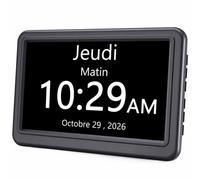 ROCAM Horloge Numérique 7", Calendrier Digital avec Date & Jour, 20 Alarmes & Rappel, Grand Écran, Navigation Facile, 10 Niveaux, DST Auto, Reveil Numerique pour Alzheimer et Personnes Âgées, 6 Langue