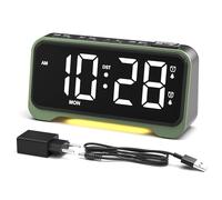 ROCAM Reveil Matin, Réveil Numérique avec Grand Écran LED, Horloge Numérique avec Double Alarme, Mode Semaine/W nd, Fonction Snooze, Volume Réglable, Réveil Matin Lumineux sur Secteur pour Chambre