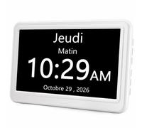 ROCAM Réveil Numérique 7", Calendrier Digital avec Date et Jour, 20 Alarmes & Rappels, Navigation Facile, Auto-DST, Horloge Numérique pour Personnes Âgées & Alzheimer, Grand Écran, 10Niveaux, 6 Langue