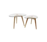 AltoBuy Roch - Lot de 2 Tables Basses Gigognes Verre Trempé