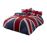 Rock N Roll Funky Parure de lit avec Housse de Couette Motif Drapeau Britannique Bleu/Rouge/Blanc