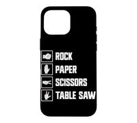 Rock Paper Ciseaux Scie à Table Amusant Travail du Bois Jeu à Main Coque pour iPhone 16 Pro Max