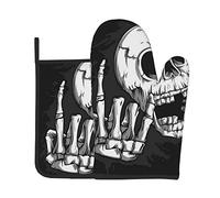 Rock Skull Lot de 2 maniques et maniques en tissu résistant à la chaleur pour cuisine et pâtisserie