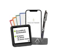 Rocketbook Notes adhésives réutilisables avec étui de rangement, stylo et serviette inclus, 7,6 x 7,6 cm, 31 feuilles - Papier pointillé, connecté à une application, effaçable, adhésif réutilisable