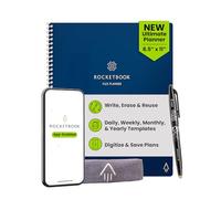 Rocketbook Planificateur flexible, réutilisable, non daté, intelligent, format lettre 21,6 x 27,9 cm, bleu marine - quotidien, hebdomadaire, mensuel, calendrier annuel, tâches, objectifs