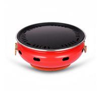 rockible Barbecue Coréen Grill Plaque Fumoir Plancha + Gril + Brasero Acier Inoxydable avec Système à eau Anti-flammes Répartition Homogène de la Chaleur, Red, A Smooth Pan