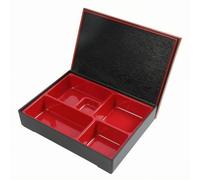 rockible Bento Cinq Compartiments Rectangulaire Boîte Bento Japonaise Facile à Nettoyer Boîte Repas Compartimentée, 30 X 24.5 X 6 CM