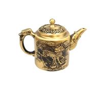 rockible Brass Teapot Miniature Théière Ornement Laiton Décoration Rétro Objet de Table Détails Sculptés Allure Traditionnelle Dorure Vieillie Forme, Théière Qilin Haut Modèle