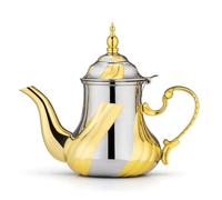 rockible Cafetière Arabe Inox Cafetière avec Couvercle Stable Théière pour Décoration Table, Or Et Argent, 1.2L
