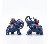rockible Couple D'éléphants en Résine Feng Shui Statuette Couple d’éléphants Morne pour Collectionneurs, Blue, Standard