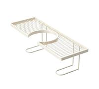 rockible Étagère de Salle de Bain Étagère Robinet Support Évier Organiseur Lavabo Étagère Lavabo en Fer Forgé Robuste avec Plateau Grillagé pour Drainage Pose, Moyenne 50 Cm, Blanc