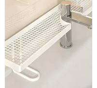 rockible Étagère de Salle de Bain Étagère Robinet Support Évier Organiseur Lavabo Étagère Lavabo en Fer Forgé Robuste avec Plateau Grillagé pour Drainage Pose, Grande 60 Cm, Noir