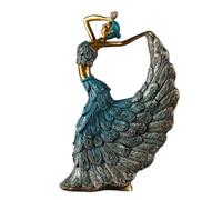 rockible Figurine Danseuse Artistique Statue Danseuse Sculpté Statuette Femme pour Étagère, Bronze, Danseuse De Paon en Bronze
