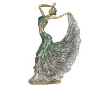 rockible Figurine Danseuse Artistique Statue Danseuse Sculpté Statuette Femme pour Étagère, Doré, Danseuse De Paon Dorée
