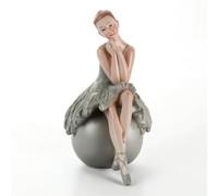 rockible Figurine Danseuse en Tutu Sculpté Statuette Danseuse en Tutu Chic Figurine pour Collectionneurs, Bureau, Gris, Fille De Ballet Assise sur Une Boule