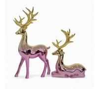 rockible Figurines Cerf Poli Statuettes Cerfs Élégant Statuette pour Entrée, Rose + Or